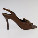 LOUIS VUITTON Monogram High heels Satin 35 1/2 Brown Gold LV Auth ac3410-19
