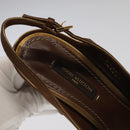 LOUIS VUITTON Monogram High heels Satin 35 1/2 Brown Gold LV Auth ac3410-24