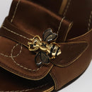 LOUIS VUITTON Monogram High heels Satin 35 1/2 Brown Gold LV Auth ac3410-27