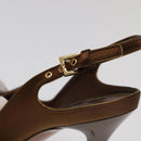 LOUIS VUITTON Monogram High heels Satin 35 1/2 Brown Gold LV Auth ac3410-28