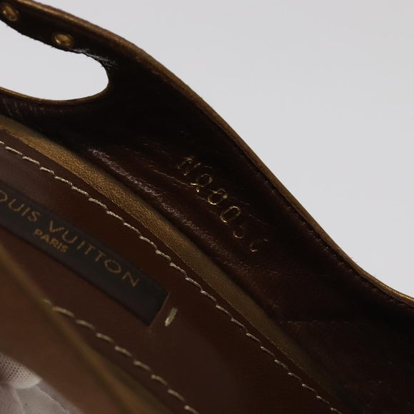 LOUIS VUITTON Monogram High heels Satin 35 1/2 Brown Gold LV Auth ac3410