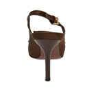 LOUIS VUITTON Monogram High heels Satin 35 1/2 Brown Gold LV Auth ac3410-3