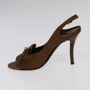 LOUIS VUITTON Monogram High heels Satin 35 1/2 Brown Gold LV Auth ac3410-4