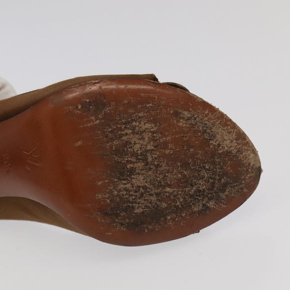 LOUIS VUITTON Monogram High heels Satin 35 1/2 Brown Gold LV Auth ac3410