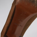 LOUIS VUITTON Monogram High heels Satin 35 1/2 Brown Gold LV Auth ac3410-8