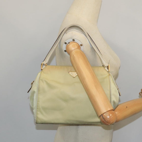 PRADA Hand Bag Nylon Beige Auth ac3438