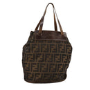 FENDI Zucca Canvas Hand Bag Brown Black Auth ac3445-1