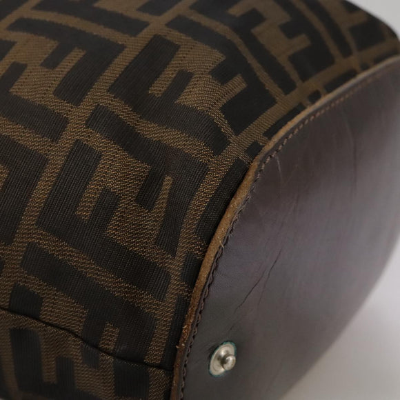 FENDI Zucca Canvas Hand Bag Brown Black Auth ac3445