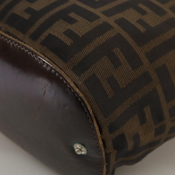 FENDI Zucca Canvas Hand Bag Brown Black Auth ac3445