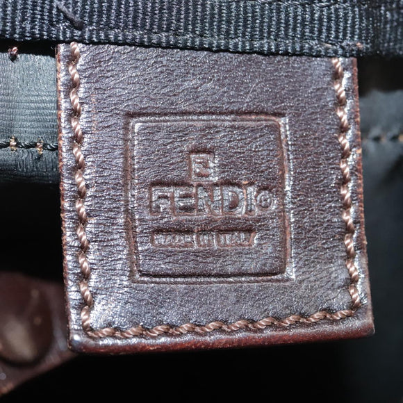 FENDI Zucca Canvas Hand Bag Brown Black Auth ac3445