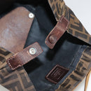 FENDI Zucca Canvas Hand Bag Brown Black Auth ac3445-10