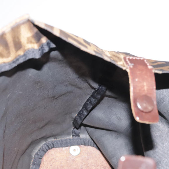 FENDI Zucca Canvas Hand Bag Brown Black Auth ac3445