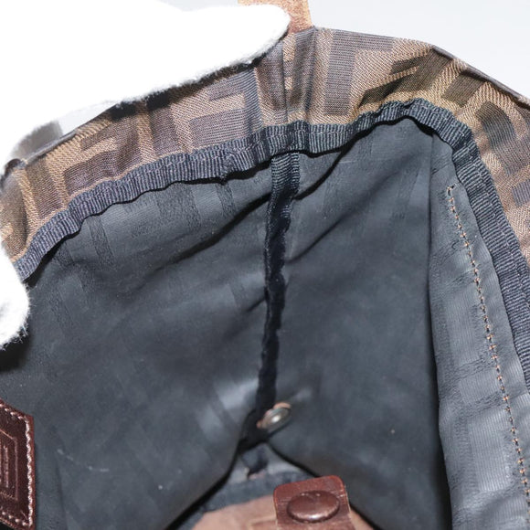 FENDI Zucca Canvas Hand Bag Brown Black Auth ac3445