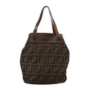 FENDI Zucca Canvas Hand Bag Brown Black Auth ac3445-13