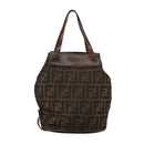 FENDI Zucca Canvas Hand Bag Brown Black Auth ac3445-2