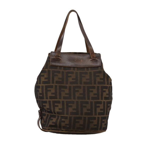 FENDI Zucca Canvas Hand Bag Brown Black Auth ac3445