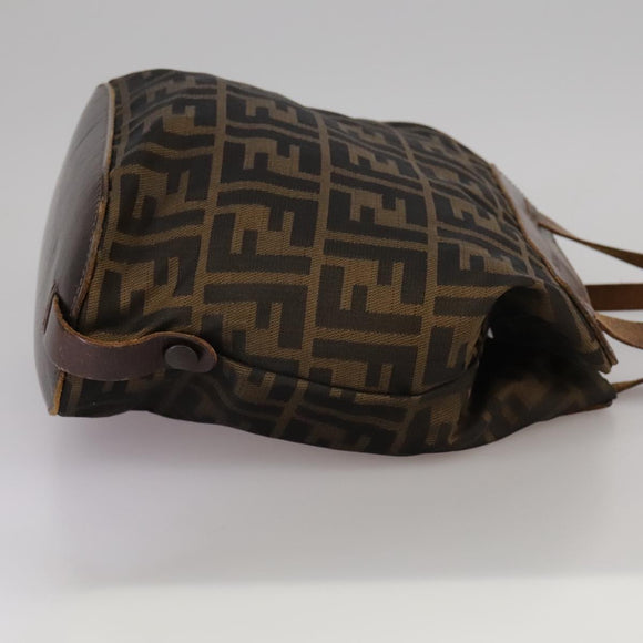 FENDI Zucca Canvas Hand Bag Brown Black Auth ac3445
