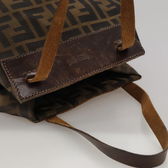 FENDI Zucca Canvas Hand Bag Brown Black Auth ac3445