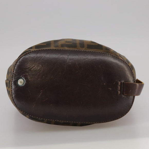 FENDI Zucca Canvas Hand Bag Brown Black Auth ac3445