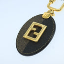FENDI Pecan Canvas Key Holder Black Brown Auth ac3485-5