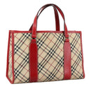 BURBERRY Nova Check Blue Label Hand Bag Canvas Beige Auth ac3491-1