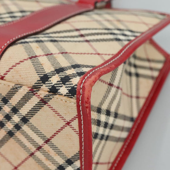 BURBERRY Nova Check Blue Label Hand Bag Canvas Beige Auth ac3491