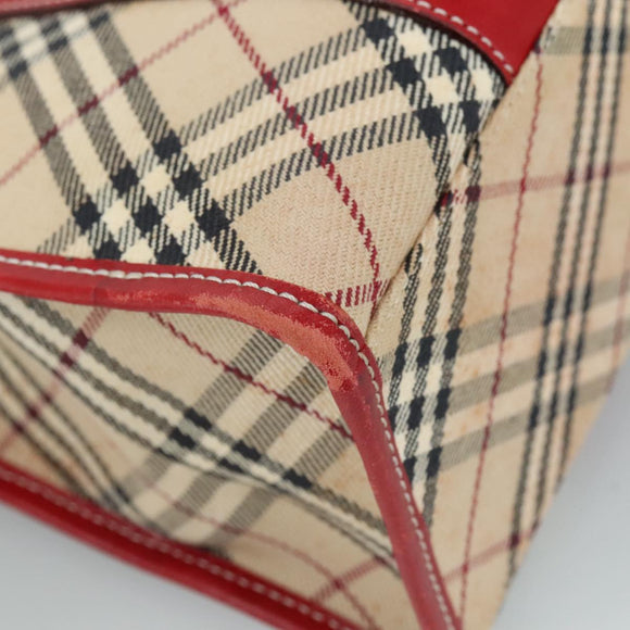 BURBERRY Nova Check Blue Label Hand Bag Canvas Beige Auth ac3491