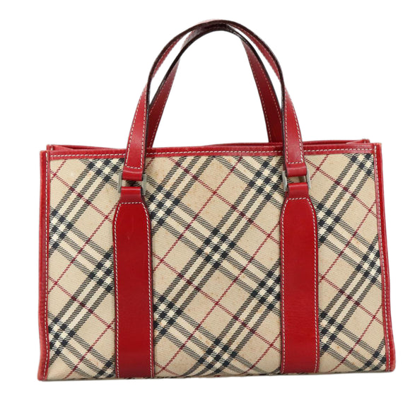 BURBERRY Nova Check Blue Label Hand Bag Canvas Beige Auth ac3491