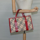 BURBERRY Nova Check Blue Label Hand Bag Canvas Beige Auth ac3491-20