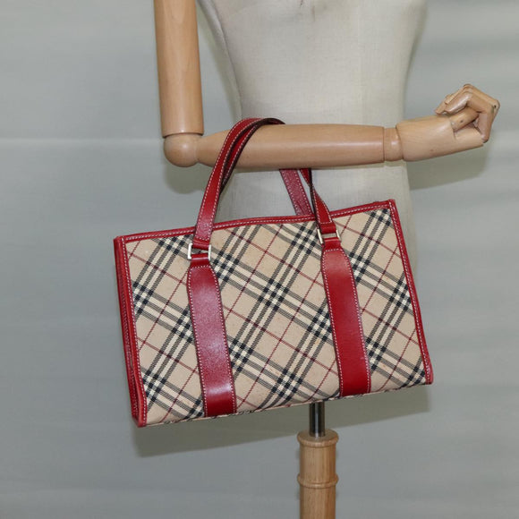 BURBERRY Nova Check Blue Label Hand Bag Canvas Beige Auth ac3491