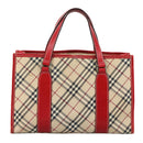 BURBERRY Nova Check Blue Label Hand Bag Canvas Beige Auth ac3491-3