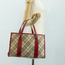 BURBERRY Nova Check Blue Label Hand Bag Canvas Beige Auth ac3491-30