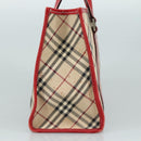 BURBERRY Nova Check Blue Label Hand Bag Canvas Beige Auth ac3491-4
