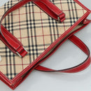 BURBERRY Nova Check Blue Label Hand Bag Canvas Beige Auth ac3491-6