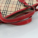 BURBERRY Nova Check Blue Label Hand Bag Canvas Beige Auth ac3491-7