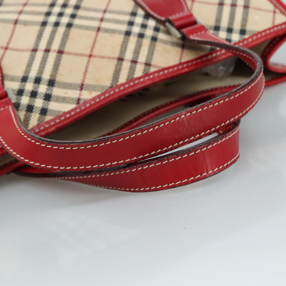 BURBERRY Nova Check Blue Label Hand Bag Canvas Beige Auth ac3491