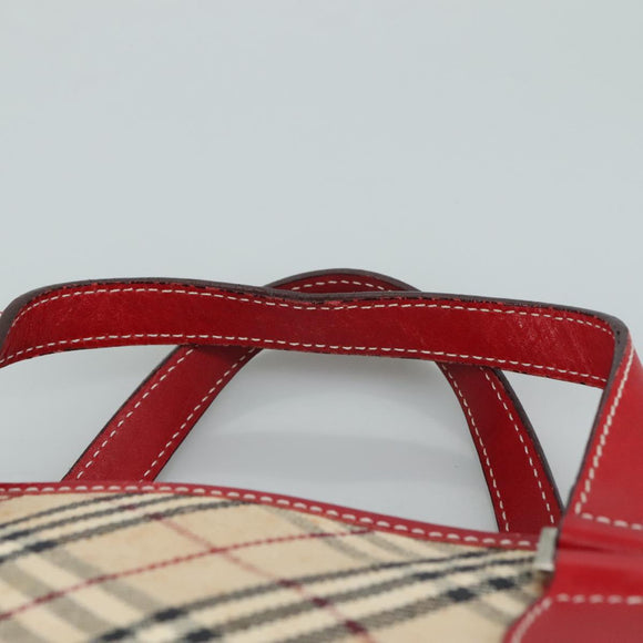 BURBERRY Nova Check Blue Label Hand Bag Canvas Beige Auth ac3491