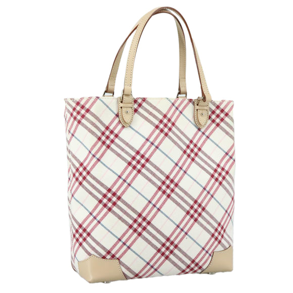 BURBERRY Nova Check Blue Label Hand Bag Canvas Beige Auth ac3492