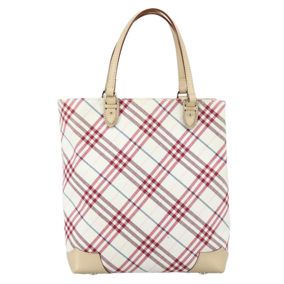 BURBERRY Nova Check Blue Label Hand Bag Canvas Beige Auth ac3492