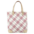 BURBERRY Nova Check Blue Label Hand Bag Canvas Beige Auth ac3492-13