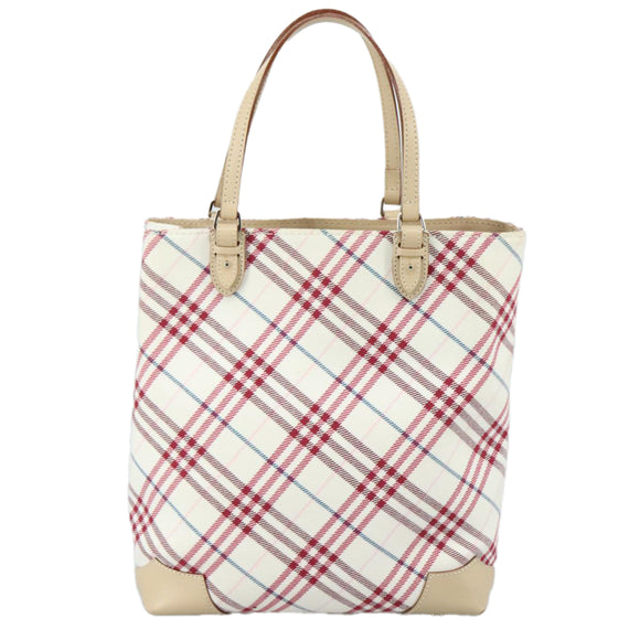 BURBERRY Nova Check Blue Label Hand Bag Canvas Beige Auth ac3492