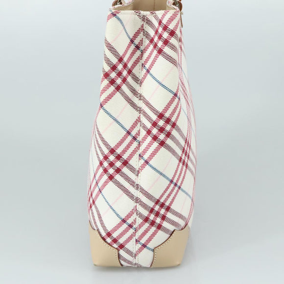 BURBERRY Nova Check Blue Label Hand Bag Canvas Beige Auth ac3492