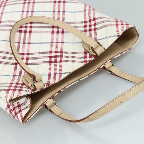 BURBERRY Nova Check Blue Label Hand Bag Canvas Beige Auth ac3492
