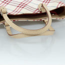 BURBERRY Nova Check Blue Label Hand Bag Canvas Beige Auth ac3492-7