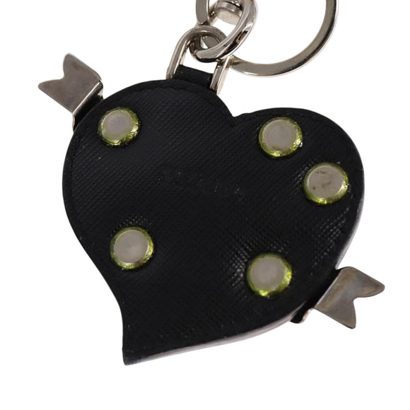 PRADA Key Ring Leather Black Auth ac3522