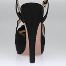 PRADA High heels Satin 37 1/2 Black Auth ac3535-11