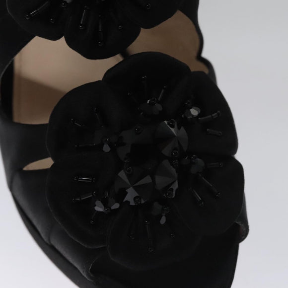 PRADA High heels Satin 37 1/2 Black Auth ac3535