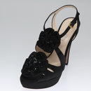 PRADA High heels Satin 37 1/2 Black Auth ac3535-17