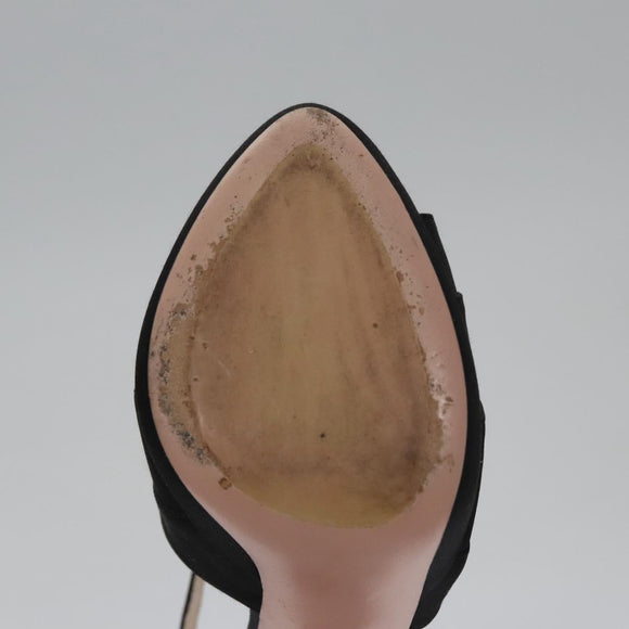 PRADA High heels Satin 37 1/2 Black Auth ac3535