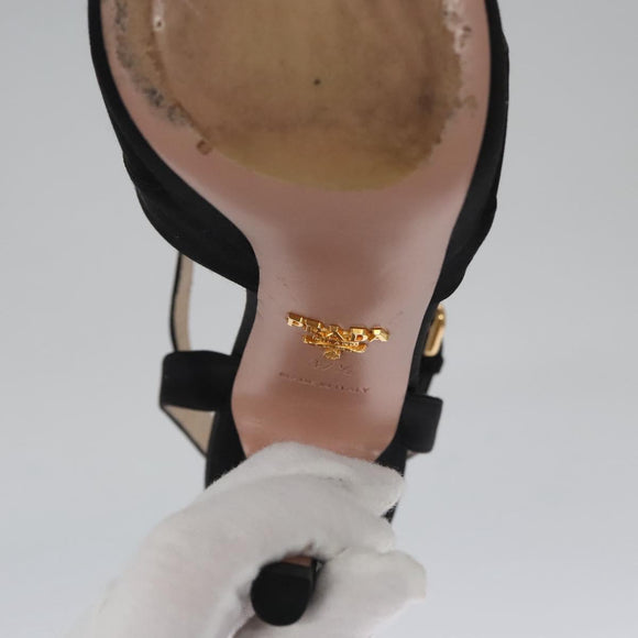 PRADA High heels Satin 37 1/2 Black Auth ac3535